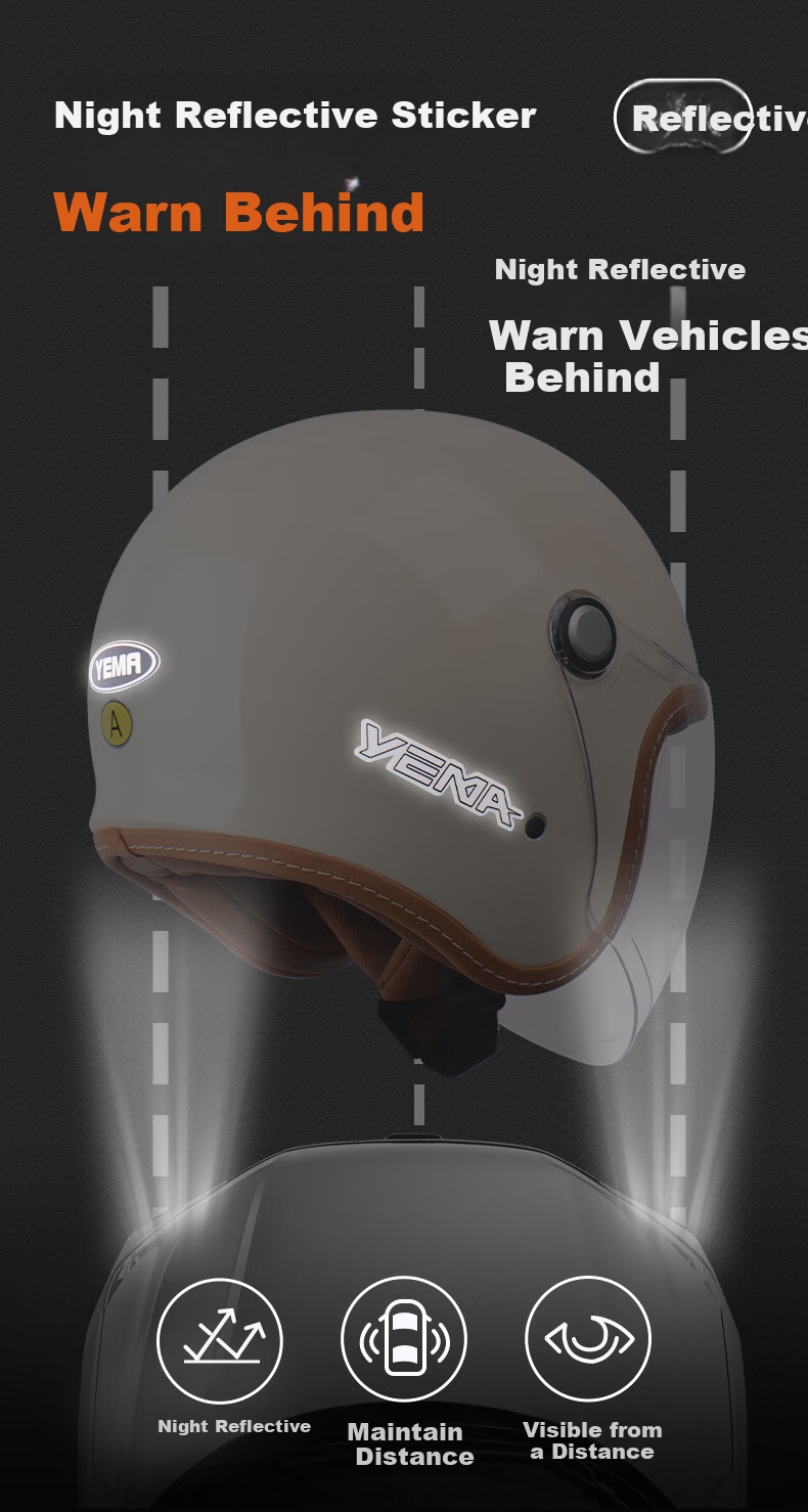 YEMA 3C Certified New National Standard Unisex Winter Warm Anti-Fog Motorcycle Helmet Electric Vehicle 3/4 Helmet 657S Pia Black with Clear Lens + Anti-Fog Sticker 11