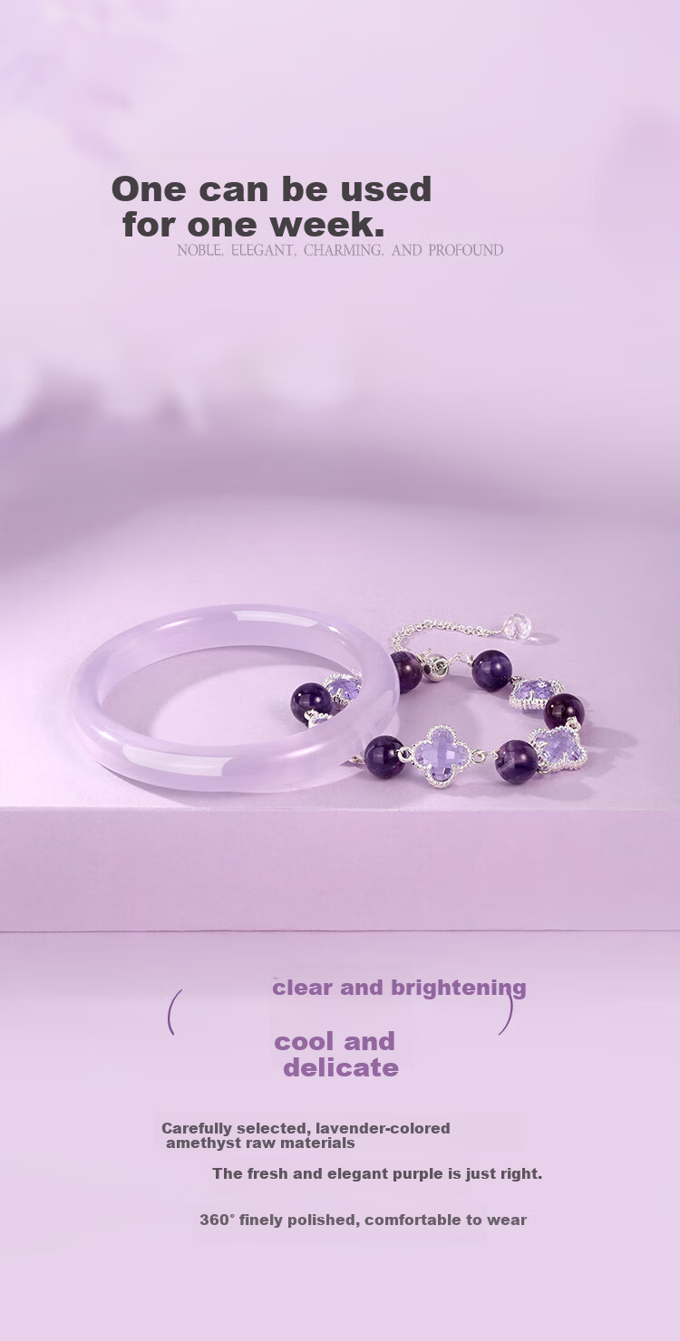 Jinliufu Lucky Four-Leaf Clover Crystal Bracelet Women's Bangle Chinese National Trend Cat's Eye Glass Set Birthday Gift for Girlfriend 15