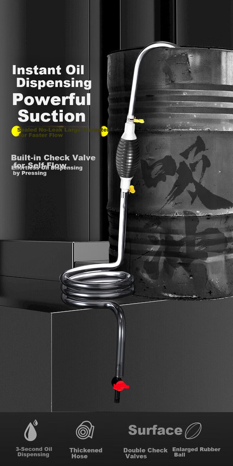 Beifute Manual Oil Extractor Pump Car Fuel Transfer Pump Gasoline Suction Pipe 2