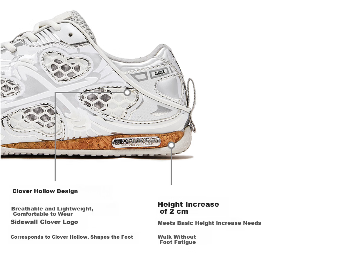 ON MAX [Li Landi Same Style Four-Leaf Clover Silver] German Training Shoes Sports Casual Slip-On Sneakers Unisex Spring Summer Size 39 13