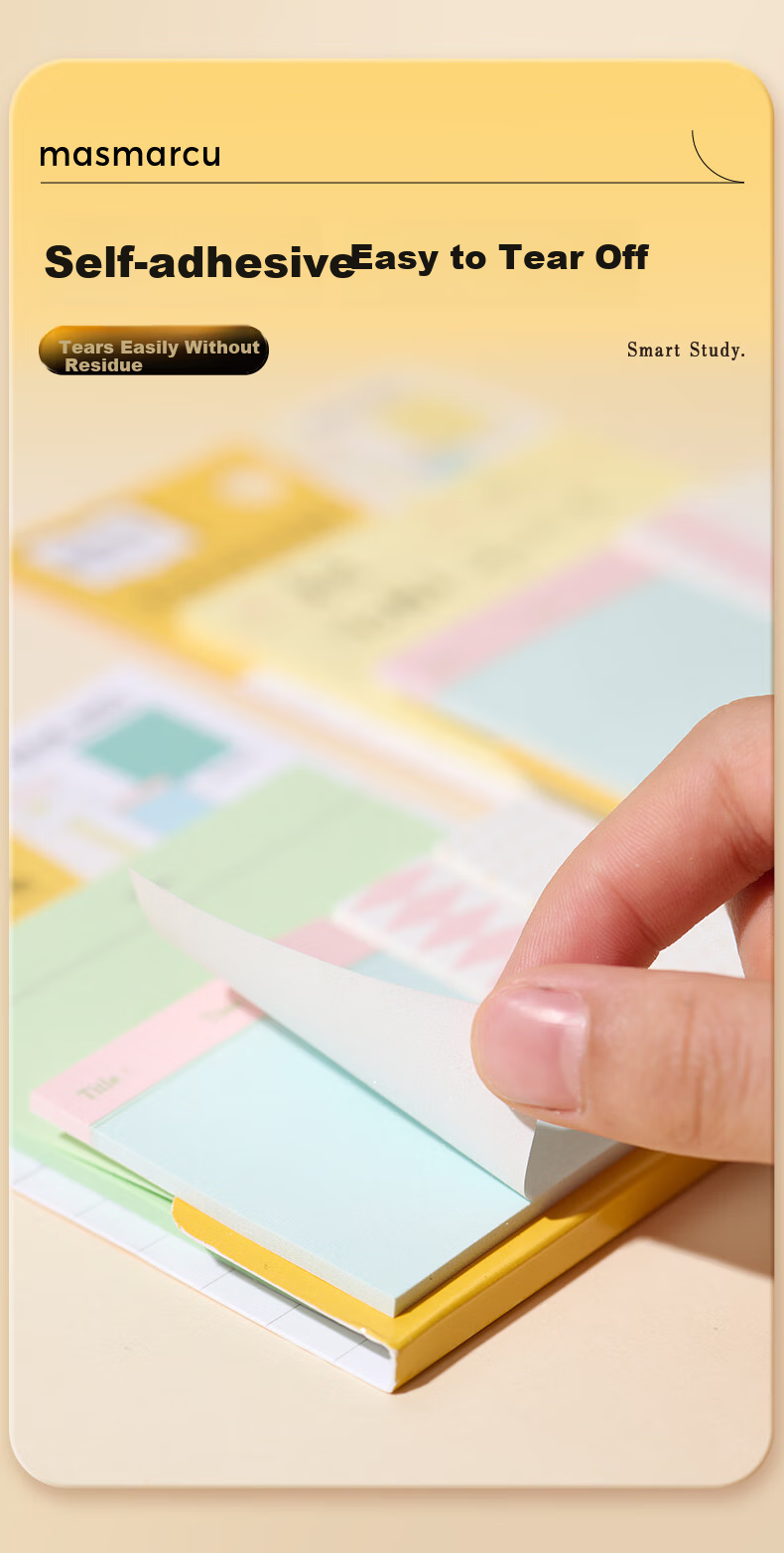 MASMARCU Morning Light Stationery Study Efficiency Sticky Notes Set Strong Adhesive Label Stickers Bookmark Smart Learning 1 Pack Random YS0340 Exam Essential 7