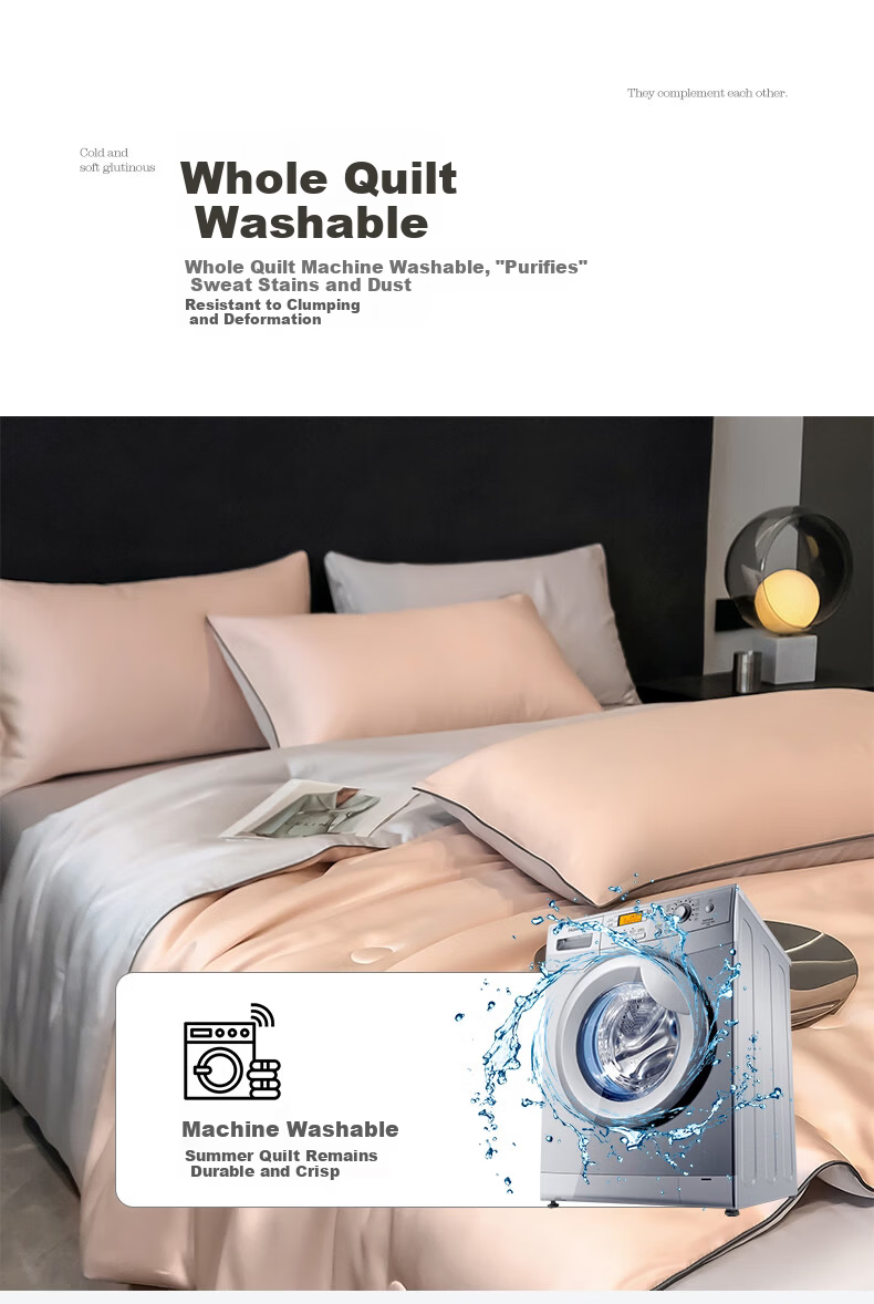MUJI Class A Washable Ice Silk Summer Quilt Thin Air Conditioning Quilt Double Quilt Core 200*230cm Champagne Gold 13