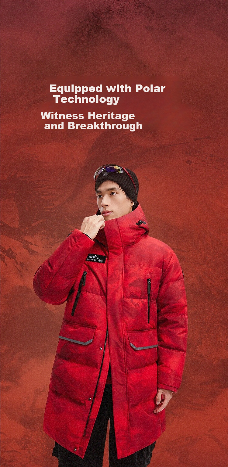 BOSIDENG Off-Season Extreme Cold Goose Down Jacket Unisex Winter Thickened Mid-Length Windproof New Year Red Coat 8