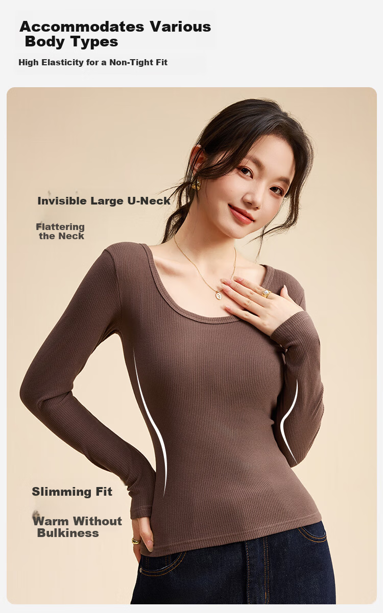 Urban Beauty 10A Antibacterial Low Collar Base Shirt Women Autumn Winter Fleece Thickened Basic Long Sleeve Slim Soft Inner Wear 6