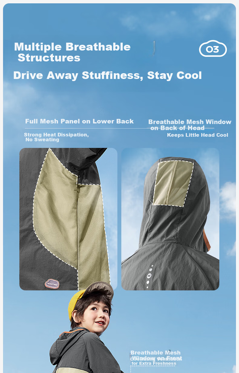Kocotree KK Tree Kids Sun Protection Jacket Cooling Breathable Outdoor Hooded Sunproof Mesh Shirt for Boys and Girls 12