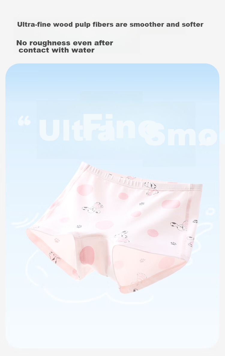 Jiusuiban 7A Antibacterial Children's Underwear Girls 50S Modal Thin Boxer Shorts Toddler Silk Crotch Cartoon Puppy Shorts 4