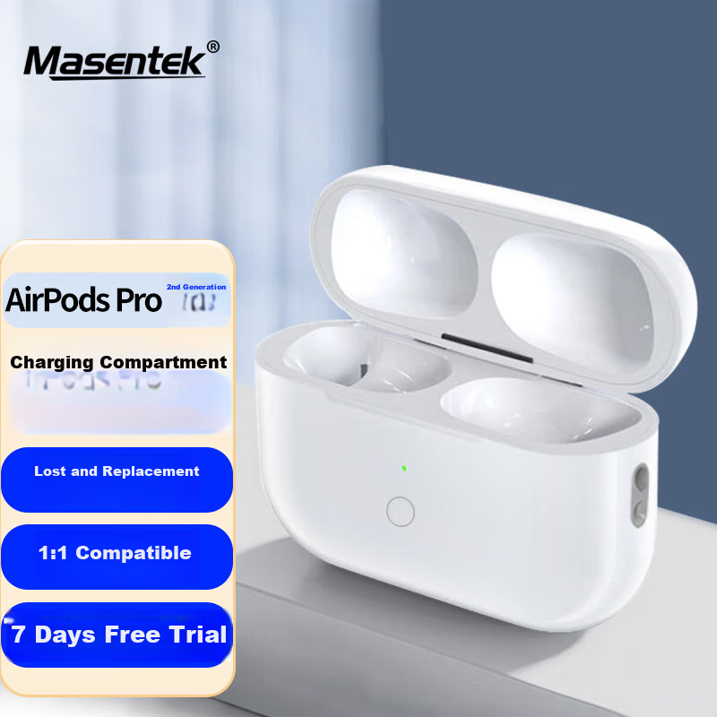 Зарядный чехол Masentek для Apple AirPods Pro/1/2/3/4, беспроводная зарядка, замена утерянных или поврежденных чехлов