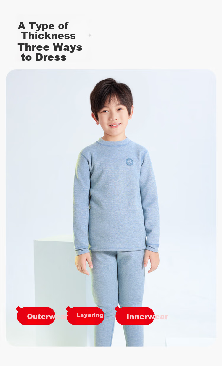 Hodo Kids Thermal Underwear Unisex Fleece Lined Thickened Autumn Shirt and Pants School Uniform Essential Purple Size 110 8