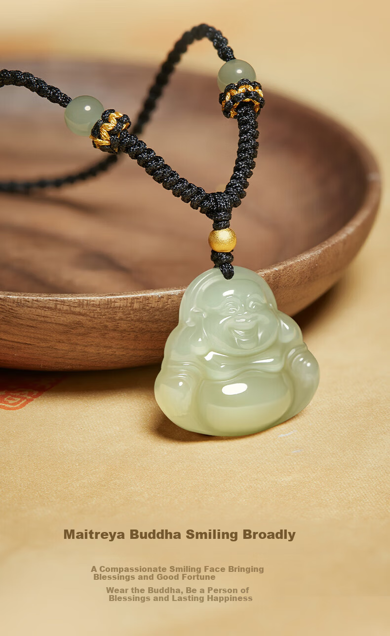 GLTEN Maitreya Buddha Hetian Jade Pendant Necklace for Women Birthday Gift Lightweight Luxury Unique for Girlfriend Wife Mom 4