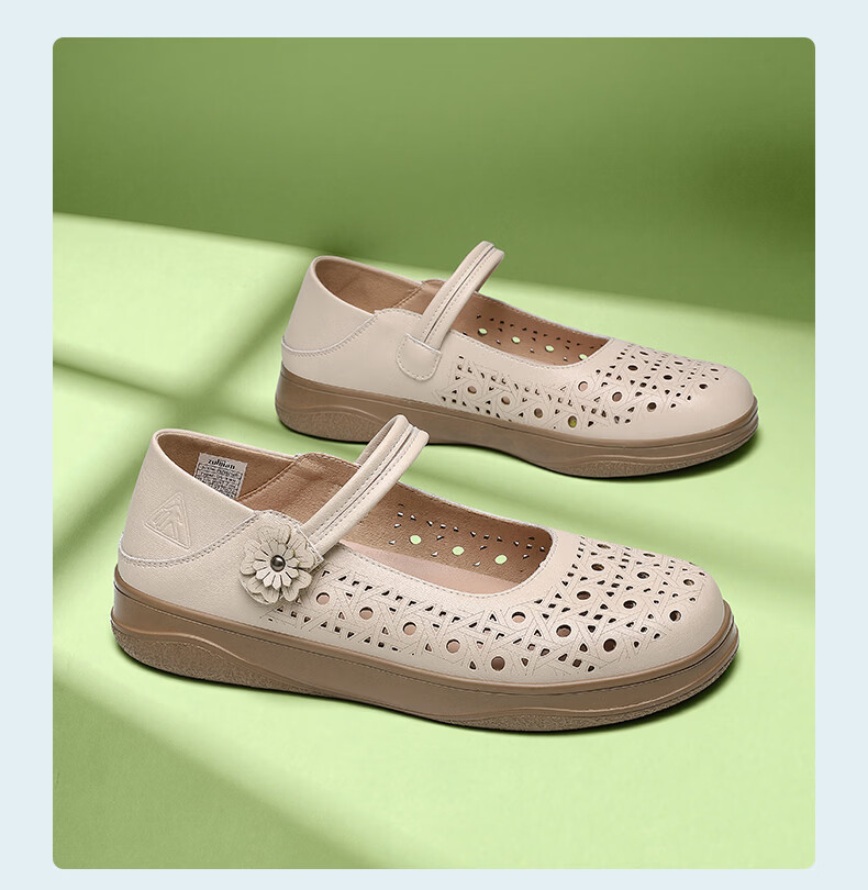 Zulijian Elderly Shoes 2026 Summer New Hollow Mary Jane Shoes Magic Tape Breathable Lightweight Soft Sole Comfortable Casual Leather Shoes 16