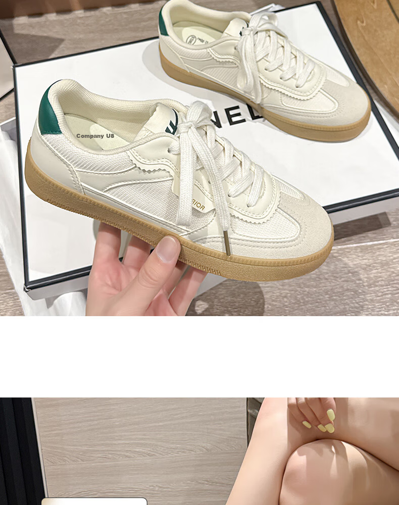 Warrior Women's Shoes 2026 New Summer Classic Retro Sneakers Comfortable Breathable Casual Shoes Beige Green Size 35 10