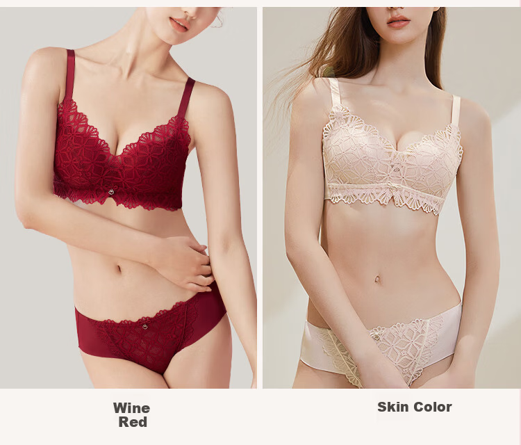 Dushiliren Lace Push-Up New Chinese-Style Bra Set Gift Box, Underwear Panties, Valentine's Day Gift for Girlfriend, 2B22E4 22