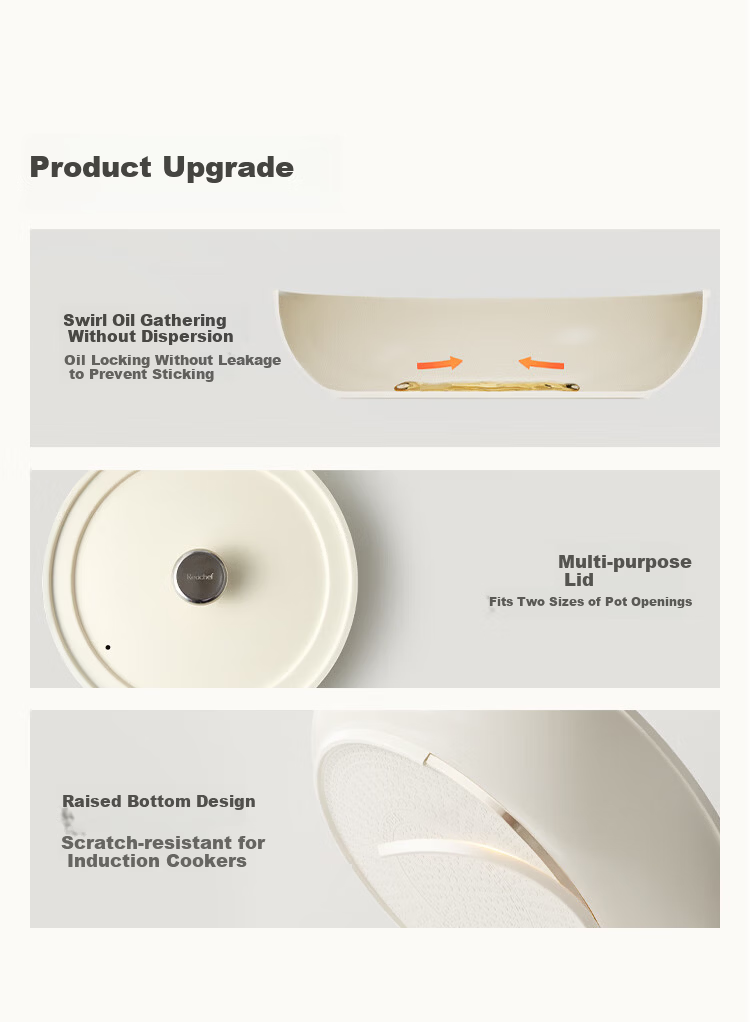 Hongchu Ceramic Non-Stick Deep Frying Pan 28cm Flat Bottom Stir-Fry Pan for Home Use Compatible with Induction Cooker and Gas Stove 1