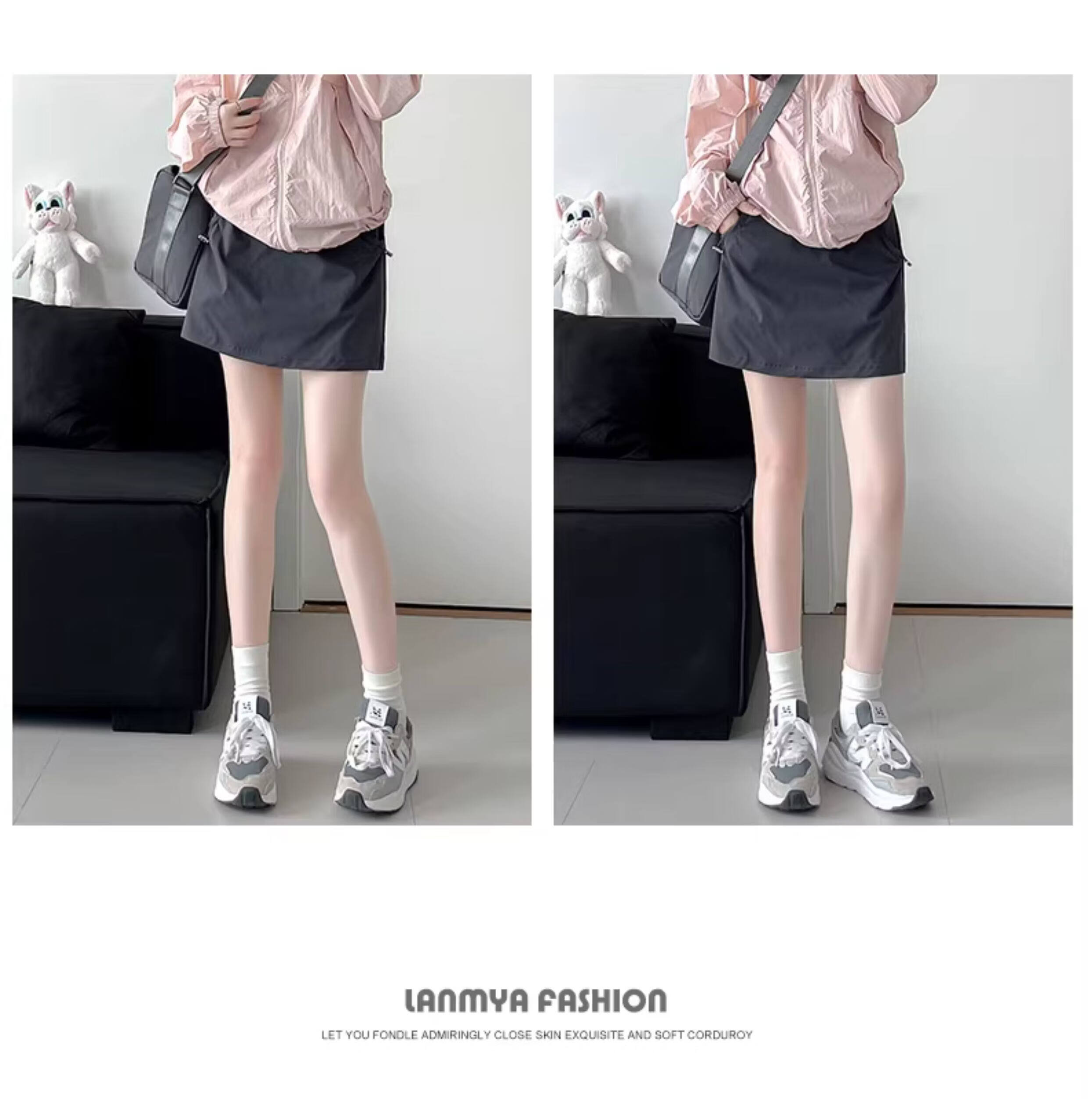 Langsha Ice Silk Workwear High-Waist Slim Quick-Dry A-Line Mini Skirt for Women Summer Thin Anti-Exposure Skirt for Petite 21