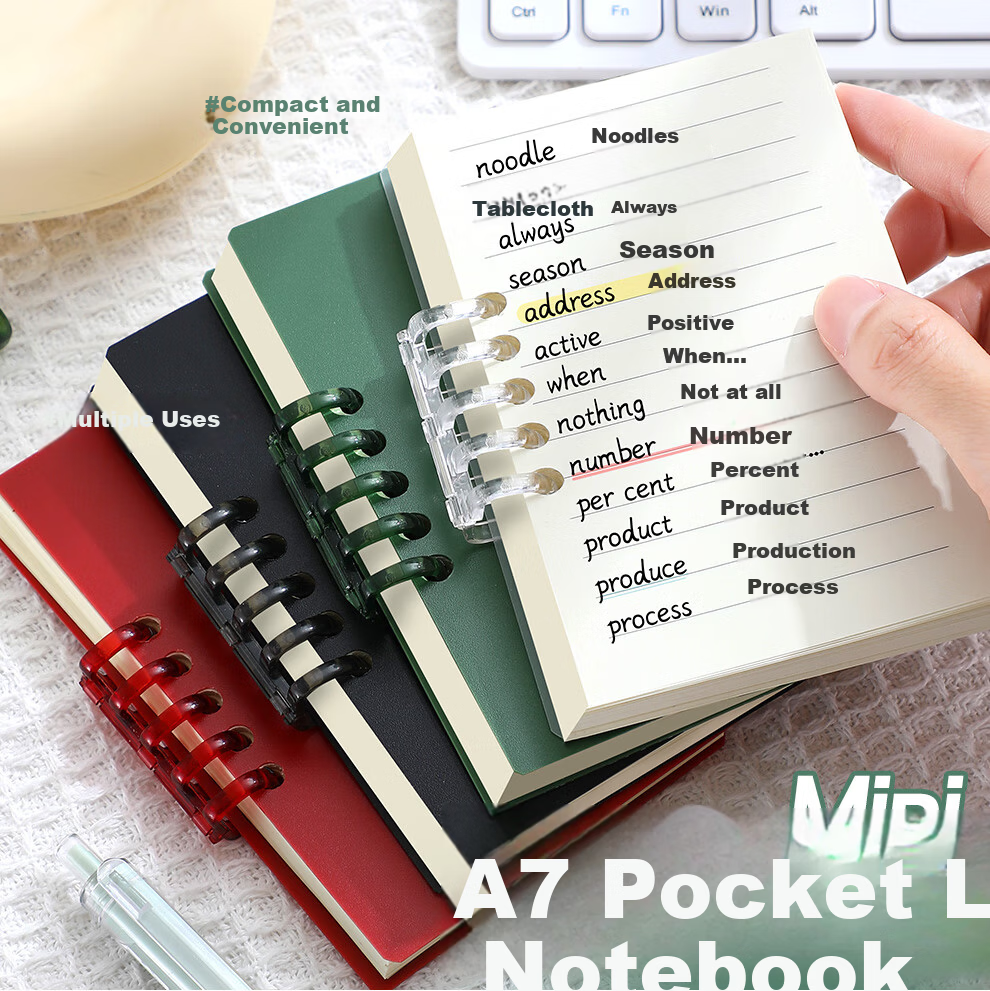Faramon A7 4-Pack Mini Spiral Notebook Pocket Journal Simple Portable Vocabulary Exercise Notebook 2