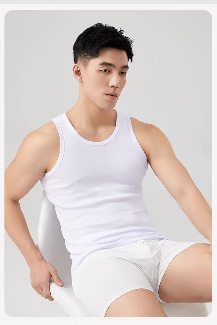 MiiOW Men's Tank Top, Summer Pure Cotton Loose Sleeveless T-Shirt, Undershirt, Sports Slim Shoulder Vest, Father's Day Gift 13