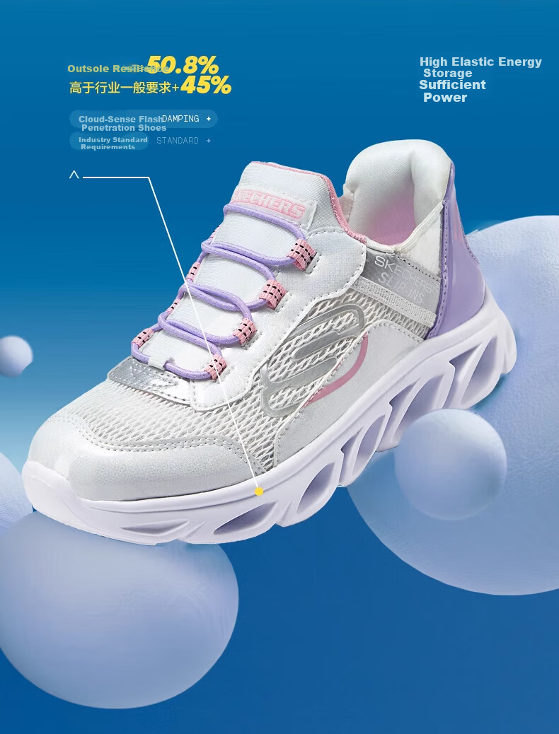 Skechers Girls' Flash Slip-On Casual Sneakers Lightweight Fashion Sports Shoes 319055L 19