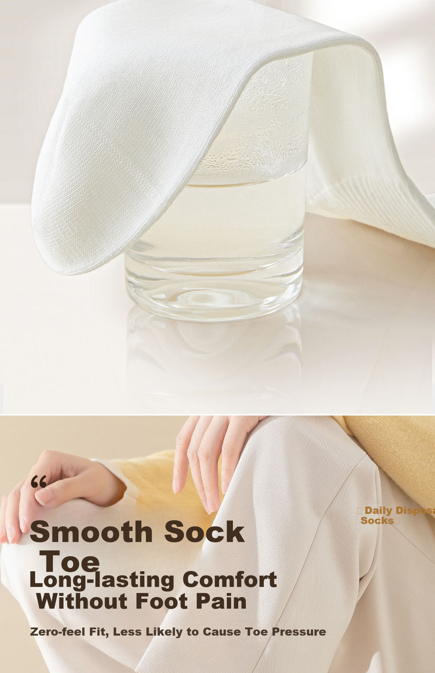 Guxu Disposable Women's Socks Travel Daily Throwaway No-Wash Autumn Winter Mid-Calf Odor-Resistant Socks 5 Pairs 12