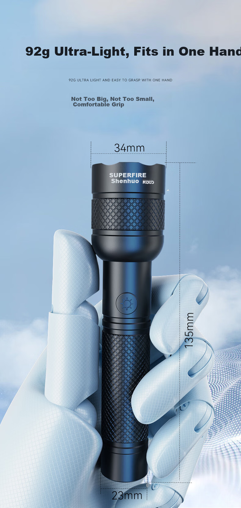 SupFire Flashlight High Brightness Long Battery Life Outdoor Survival Zoomable Military Small Portable Home Use Emergency Light 7