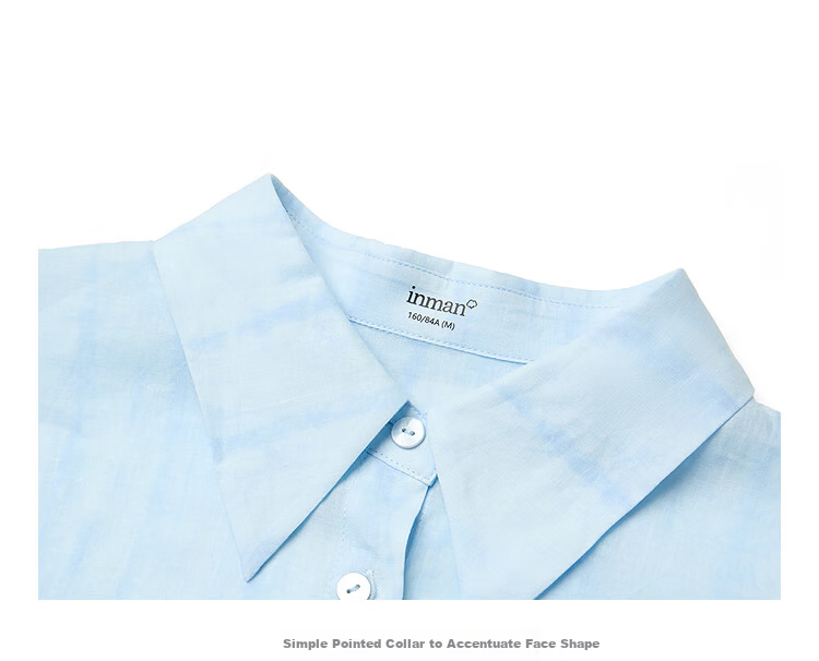 Inman Lyocell Tencel Women's Lightweight Shirt 2026 Summer New Blouse Top Light Gray Blue XL 66