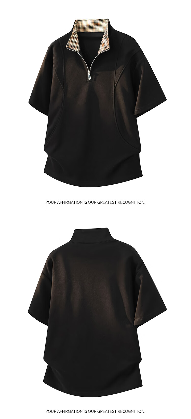 MMOPTOP American Deconstructed Half-Zip Stand Collar Polo Shirt Men's Summer Cotton Raglan Short Sleeve T-Shirt MP24 White XL 9