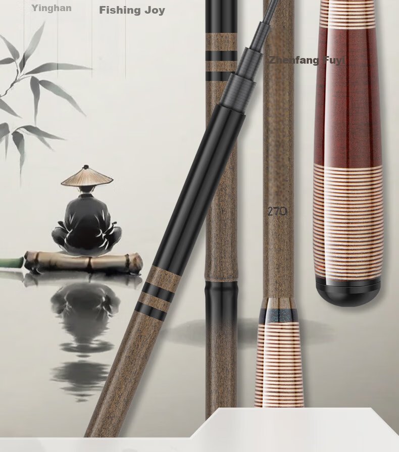 Grased Fishing Rod, Carbon Fiber Fishing Pole, Handheld Rod, Leisure Wild Fishing, Small Platform Fishing Pole, Crucian Carp Short Section Stream Rod, Zen Style, 3.6 Meters 2