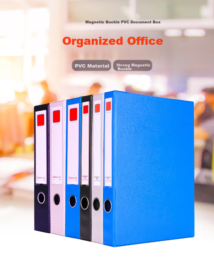 COMIX 68mm Durable Magnetic PVC Thickened File Box Document Box A4 Storage Box Office Stationery Blue EA1014 1