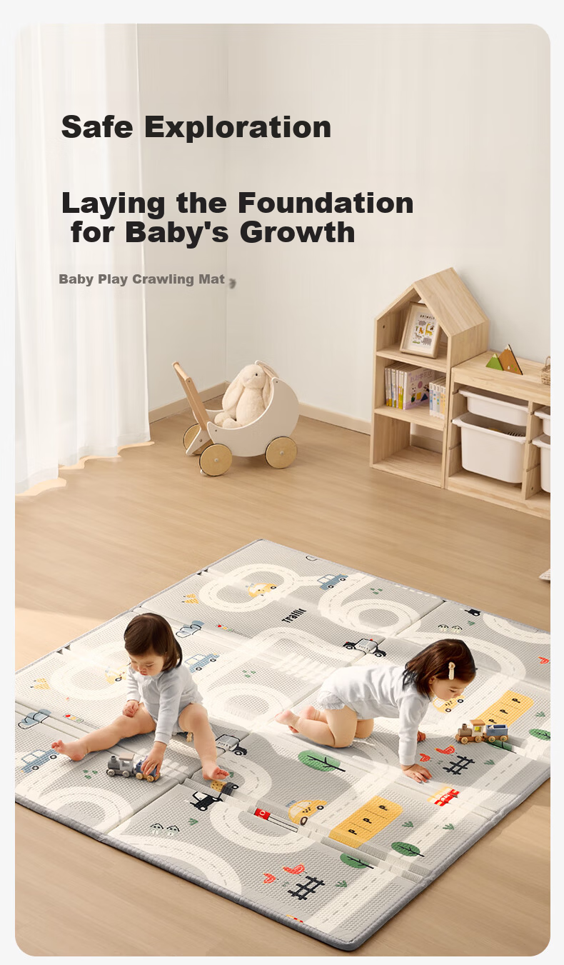 October Crystals Baby Crawling Mat XPE Antibacterial Edge Living Room Floor Mat Car Pattern 150*200*1.5cm 2