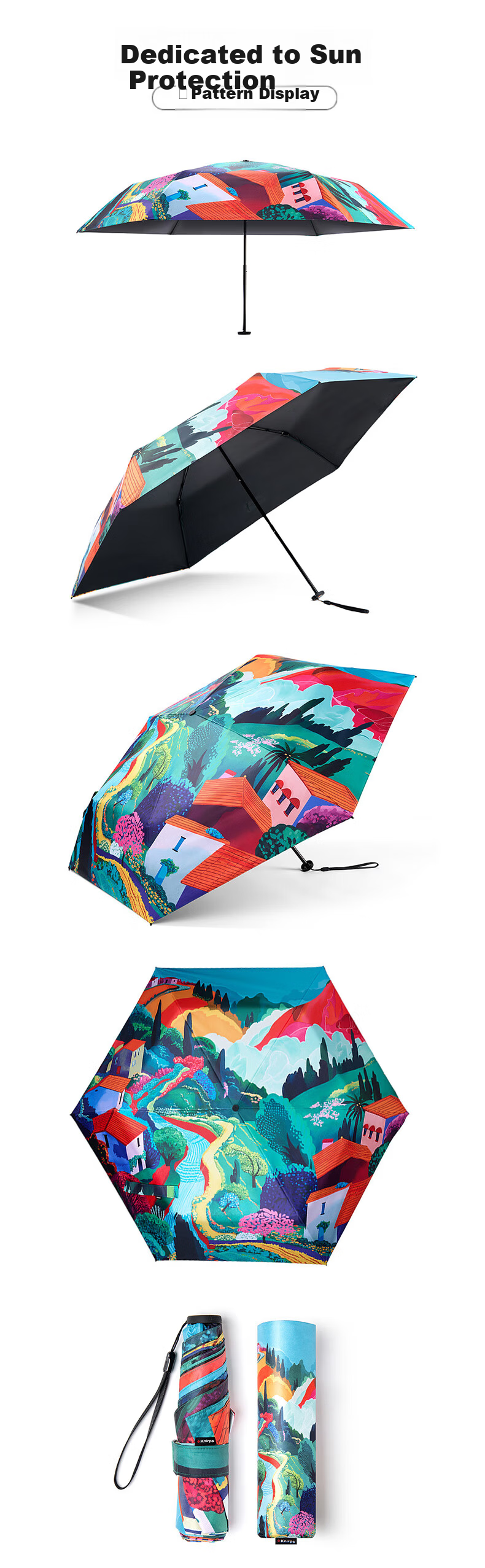Knirps German UV Protection Sun Umbrella Rain Umbrella Ultra-Light Portable Women's Gift Blue 15