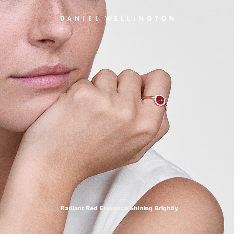 Daniel Wellington DW Ring Women's Gorgeous Red Agate Ring Light Luxury Vintage Fashion Birthday Gift for Girlfriend DW1258