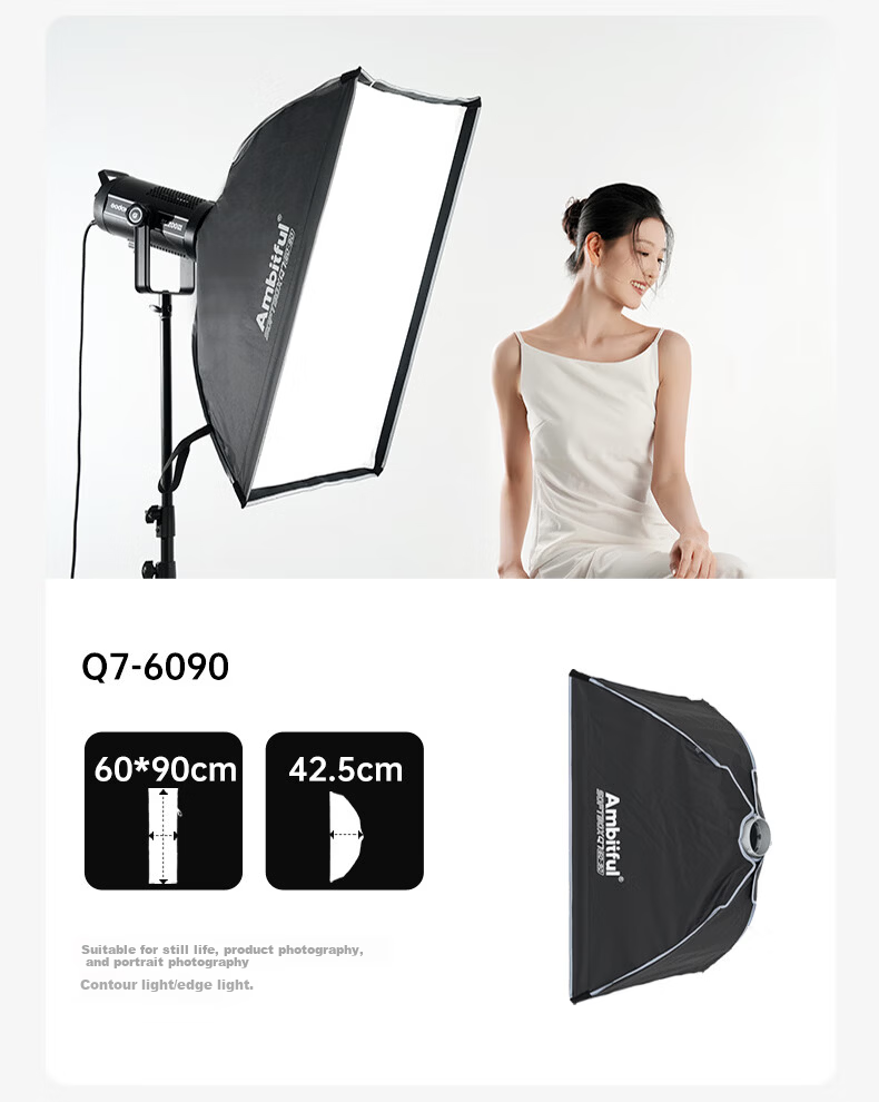 AMBITFUL ZhiJie Q7 Quick-Install Deep Octagonal 55CM Softbox with Bowens Mount Soft Diffuser for Godox SL150III Live Streaming Photography Light 13