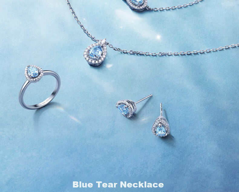 Fanci Blue Tear Necklace, Silver Necklace for Women, 2026 New Style, Light Luxury High-End Feel, Ladies Birthday Gift for Wome 2