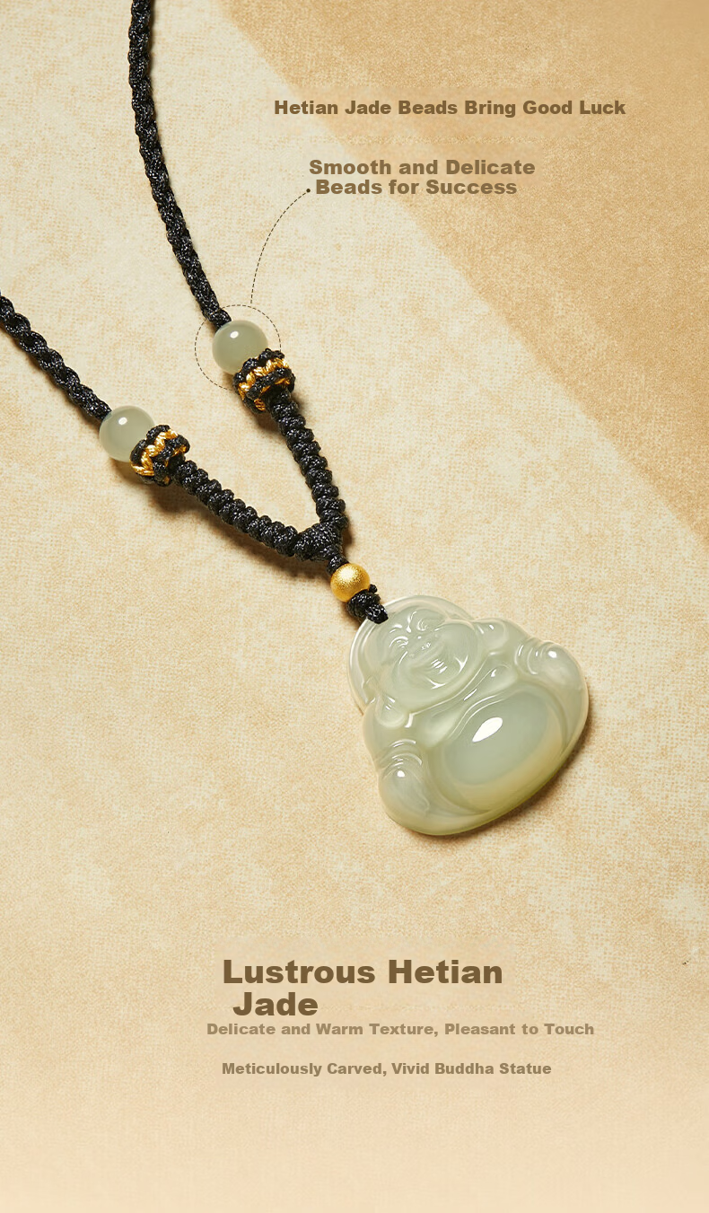 GLTEN Maitreya Buddha Hetian Jade Pendant Necklace for Women Birthday Gift Lightweight Luxury Unique for Girlfriend Wife Mom 6