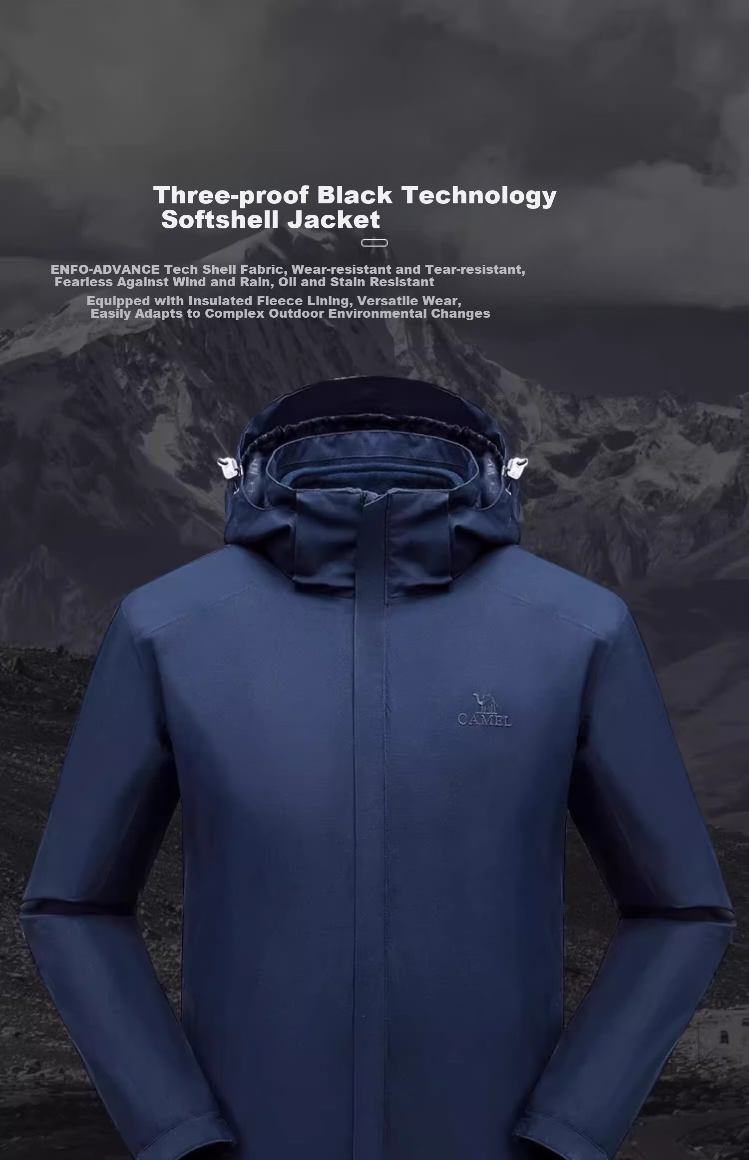 Camel Women's Outdoor Jacket 3-in-1 Detachable Fleece Lined Waterproof Windproof Spring Autumn Travel Hiking Coat for Men and Women 7