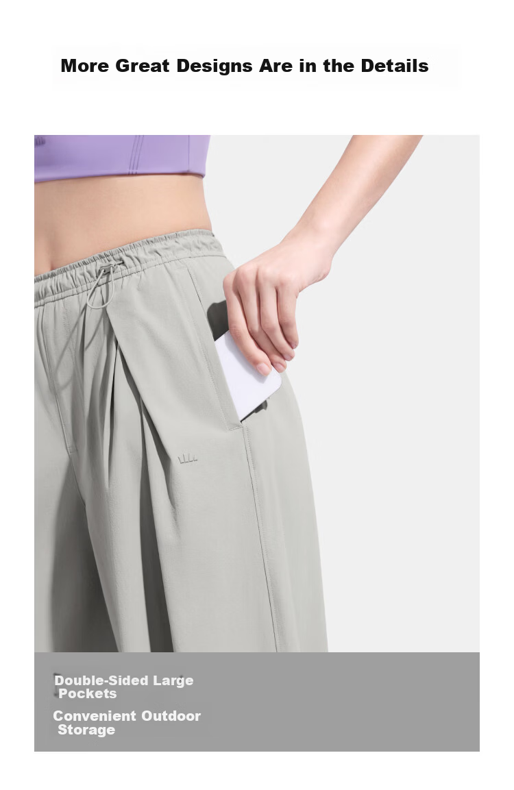 Beneunder Water-Repellent Wide-Leg Casual Pants for Women, Draped Loose Fit Sun-Protective Breathable Sports Trousers WR881 26