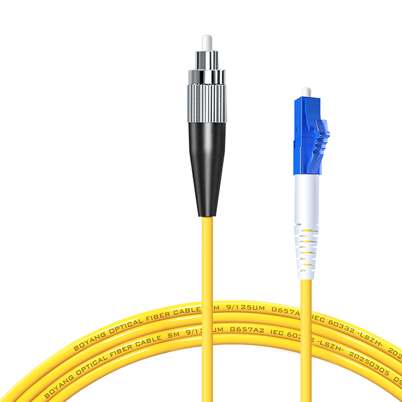 BOYANG Telecom-Grade Fiber Optic Patch Cable FC-LC(UPC), 2 Meters, Single-Mode Single-Core Pigtail, Φ3.0 Flame-Retardant Low-Smoke Zero-Halogen Patch Cable Fiber Optic Cable, BY-2351SM