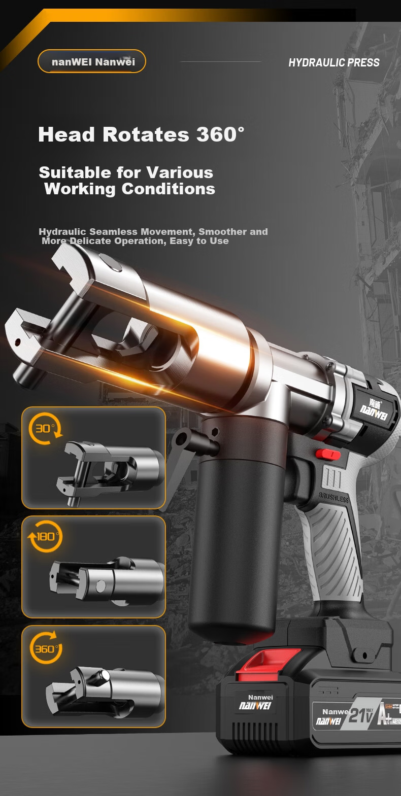 Nanwei Lithium Battery Hydraulic Cable Wire Terminal Copper Lug Crimping Pliers 5.0-240 2