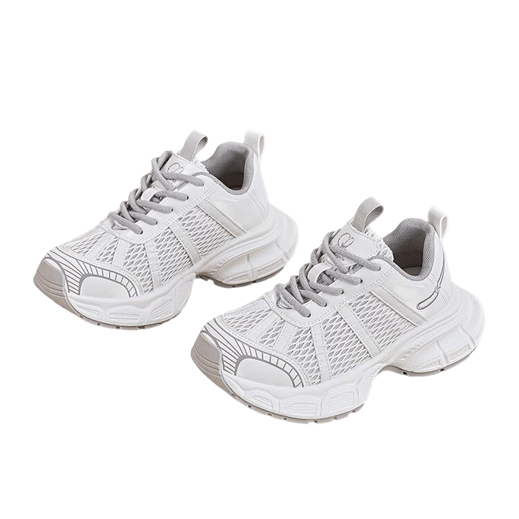 La Chapelle Women's Dad Sneakers Breathable Casual Thick Sole Mesh Sports Shoes White Size 38