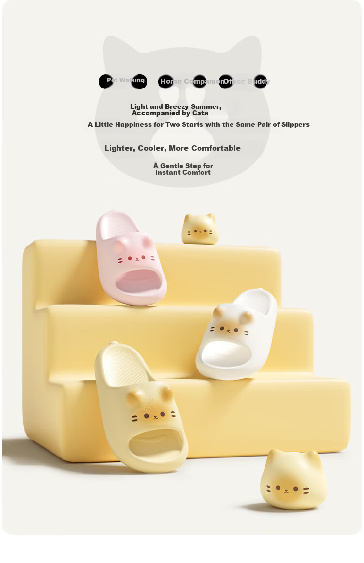 Chedoir Cute Cat Slippers for Women Summer Indoor Non-Slip EVA Arch Support Couple Outdoor Slippers 3