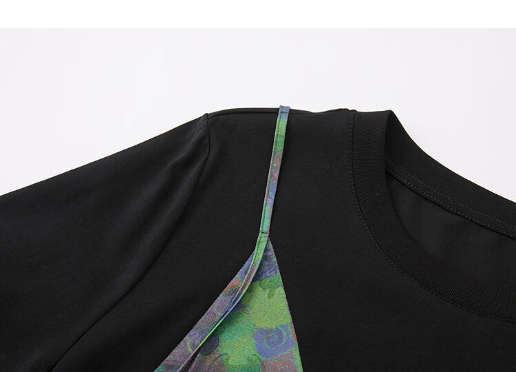 Demana [Cooling Black Technology Sorona] Summer Fake Two-Piece Printed Slimming Patchwork Dress for Women High-End Feel 12