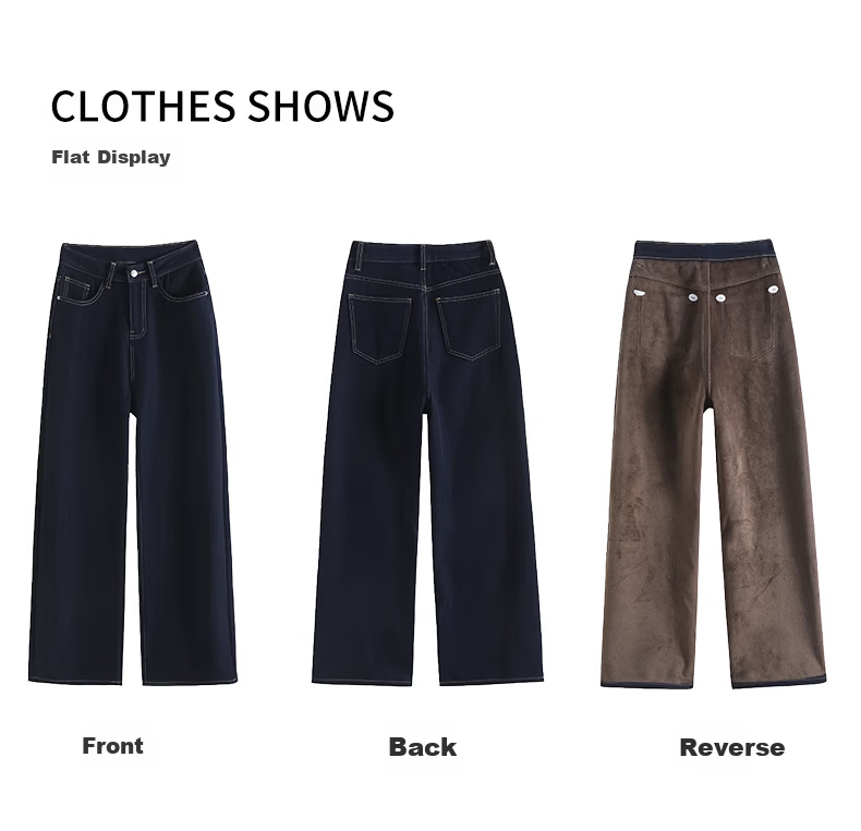 Xueqiman Denim Blue Women's Jeans 2026 Spring New Wrinkle-Resistant Slim Straight High-Waist Wide-Leg Pants 18