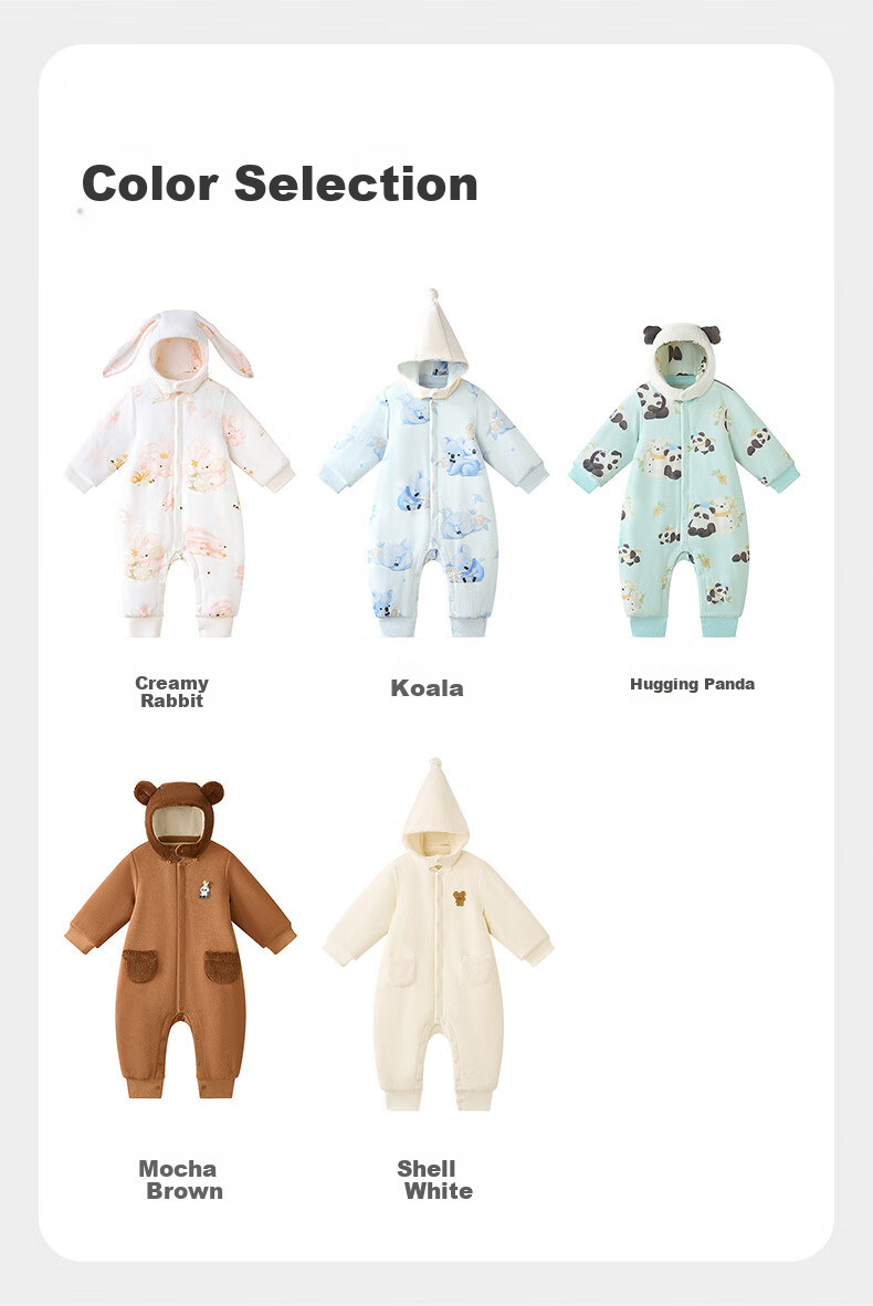Babycare Children's Camellia Padded One-Piece Winter Thickened Outerwear Warm Romper Cream Rabbit 80cm 13
