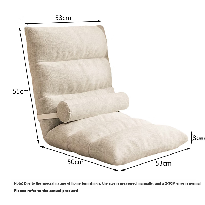 Warner New Lazy Sofa Bed Backrest Balcony Small Apartment Bay Window Chair Single Tatami LZ036 Beige Six-Grid Cotton Linen