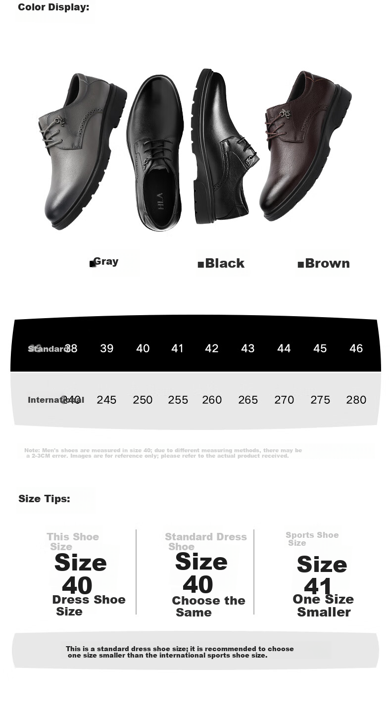 HLA Men's British Style First Layer Cowhide Leather Dress Business Casual Shoes T342 Black Size 38 7