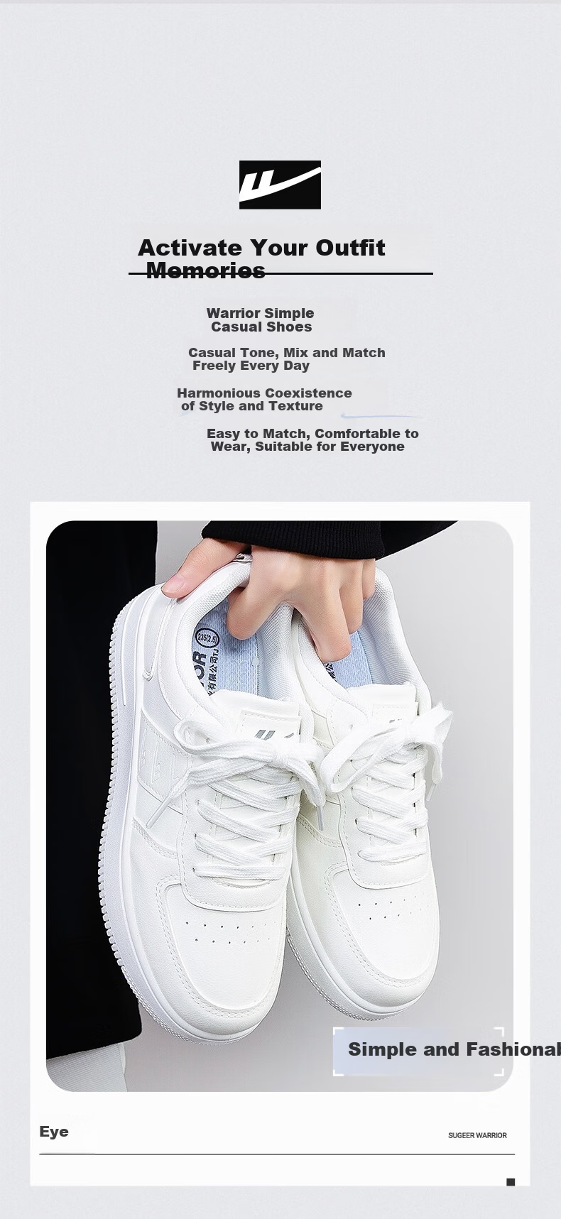 Warrior Official Women's Sneakers Summer New Versatile Student Lightweight White Shoes White 36 2