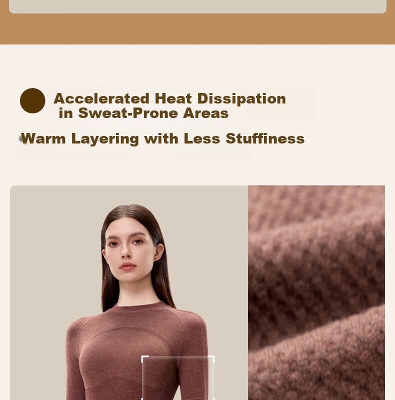 GRACEWELL Women's Thermal Sportswear Autumn Winter Wool Heat Retaining Slim Fit Base Layer Set Autumn Top and Bottom Cocoa Brown F 22