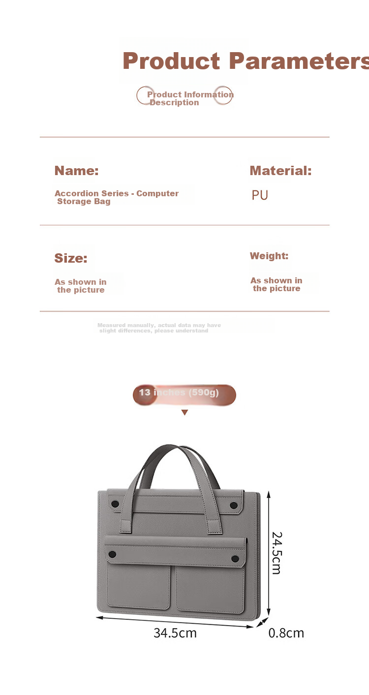 Biyoumei Accordion Waterproof Laptop Bag for Lenovo Xiaoxin 13-inch Lightweight Large Capacity Apple Mac Gray 7