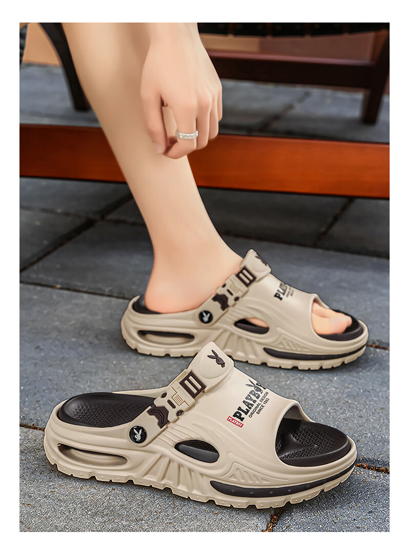 PLAYBOY 2026 Summer New Open Toe Sandals Men Soft Sole Casual Slip-On Outdoor Beach Shoes 12