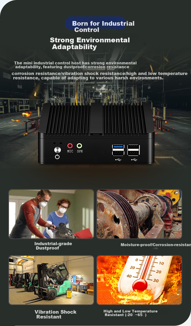 Xinchuang Cloud Mini PC Micro Industrial Control Embedded Fully Enclosed Mini Desktop Business Office Portable Desktop 4GB RAM + SSD MSATA Mini 128GB Hard Drive 3