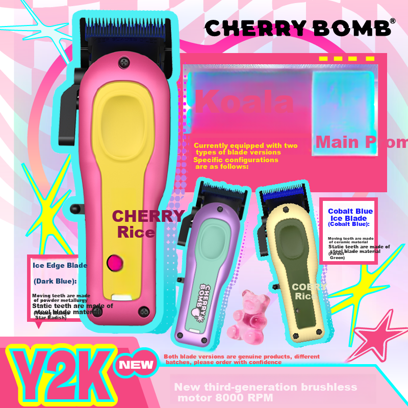 CHERRY BOMB Koala Short Tail Pomade Electric Hair Clipper Barber Professional Retro Gradient Hair Trimmer Engraving Haircut Tool